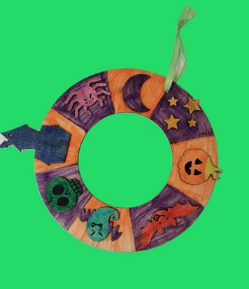 A colorful circle with different designs on it