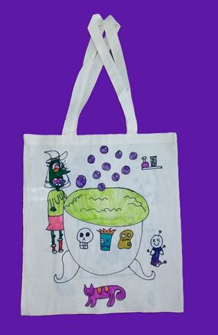 A white bag with a drawing of a person

AI-generated content may be incorrect.