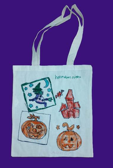 A white bag with drawings on it

AI-generated content may be incorrect.